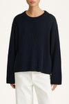 Abella knitted sweater midnight stylein model image front close