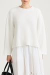Abella rib knit sweater white stylein model image front close