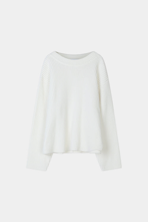 Abella rib knit sweater white stylein model image front