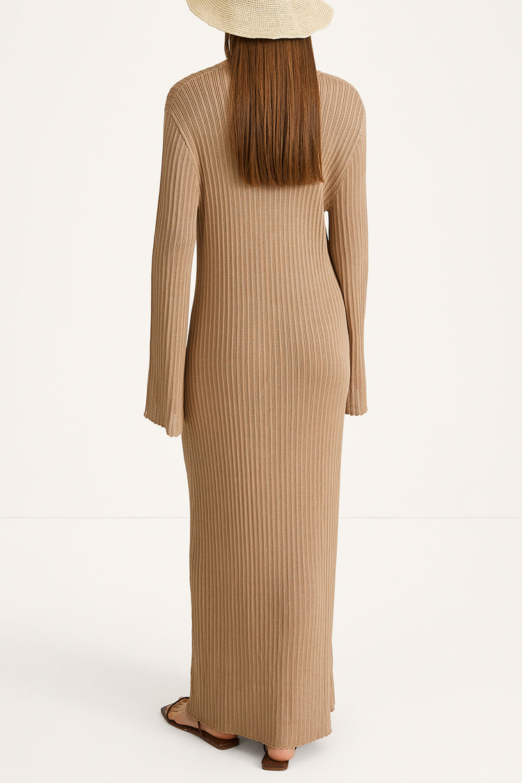 POINTELLE KNIT MAXI DRESS - ANDREA SAND