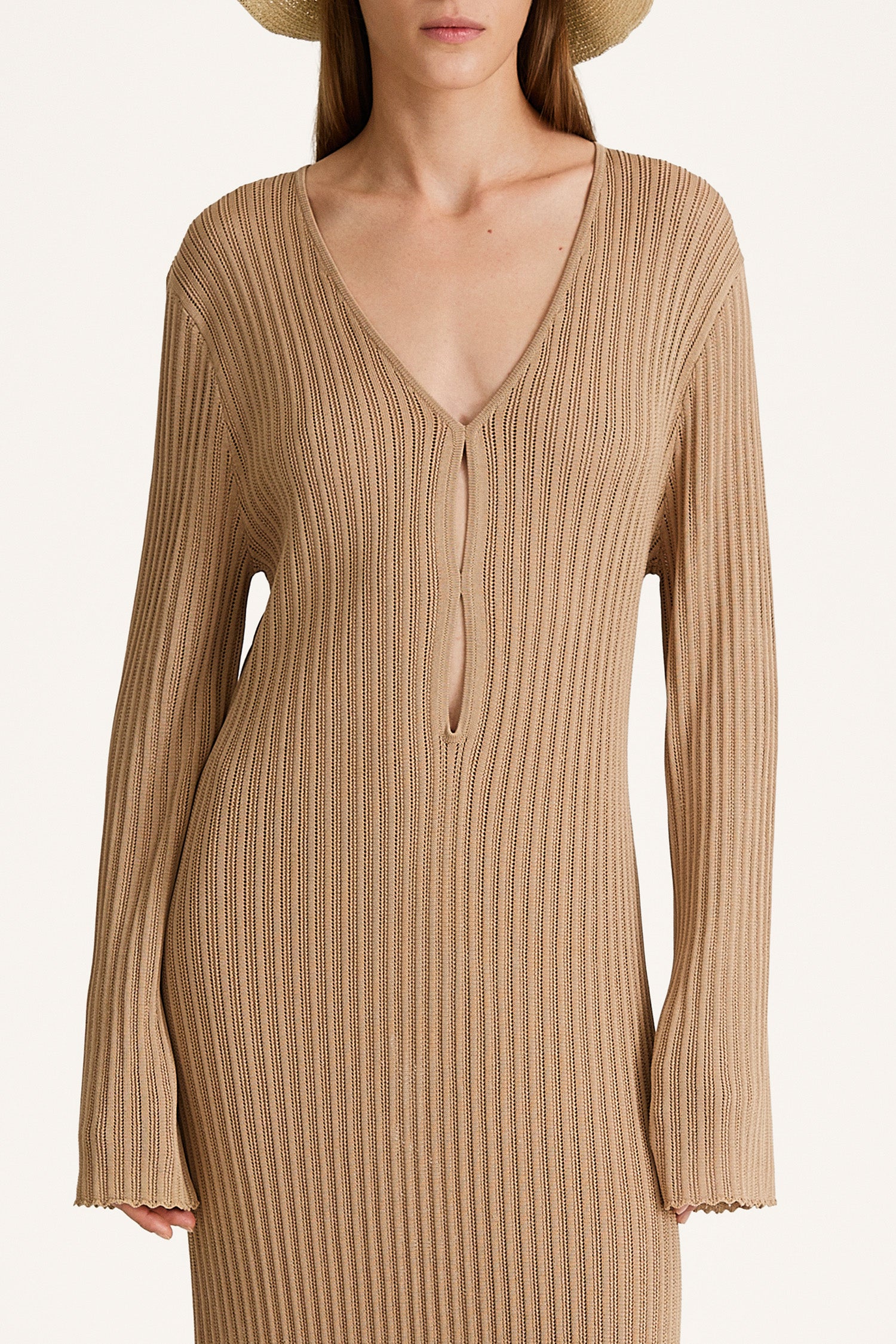 POINTELLE KNIT MAXI DRESS - ANDREA SAND