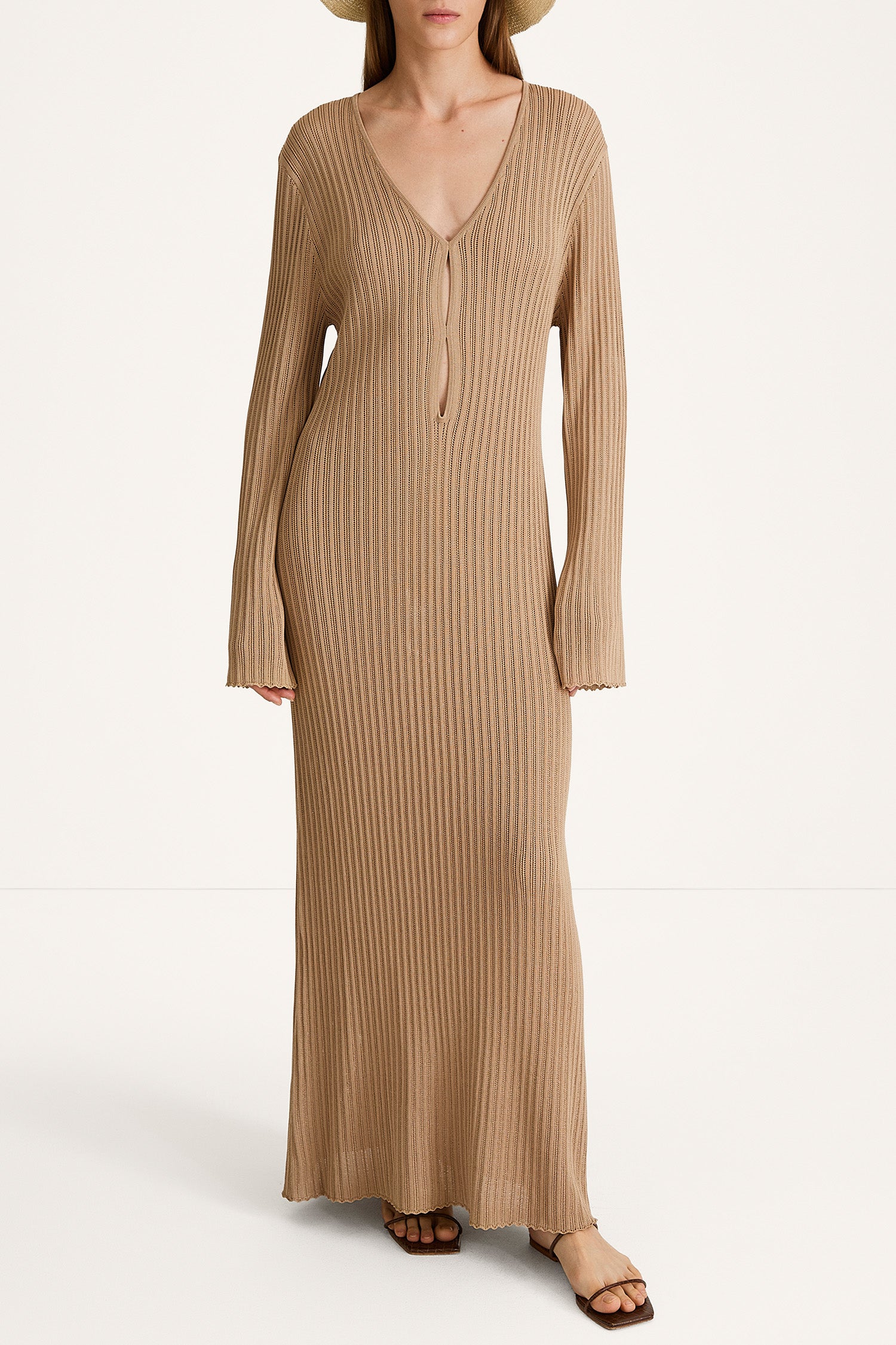 POINTELLE KNIT MAXI DRESS - ANDREA SAND