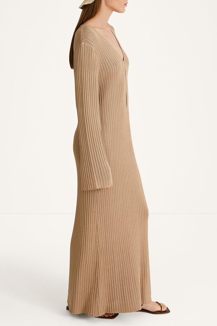 POINTELLE KNIT MAXI DRESS - ANDREA SAND