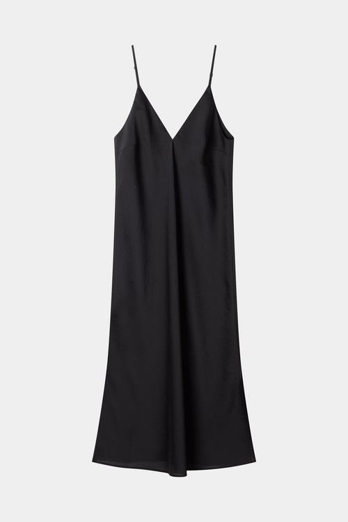 Babeline long transparent v-neck dress black stylein front