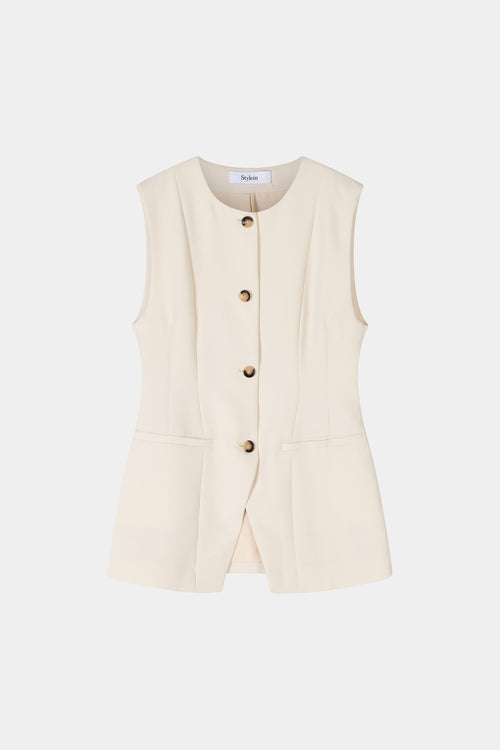 Balina cream crepe vest stylein front model image