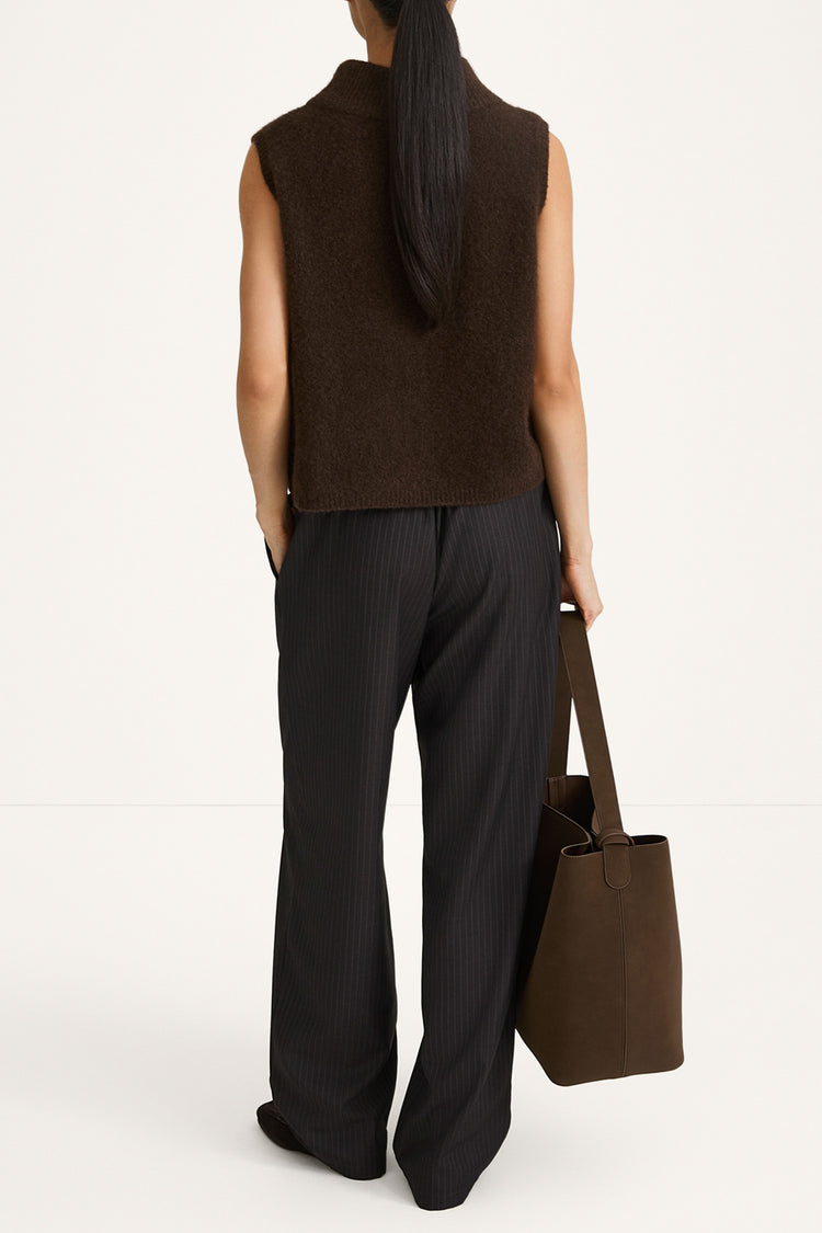 Belicia trousers coffee pinstripe stylein back