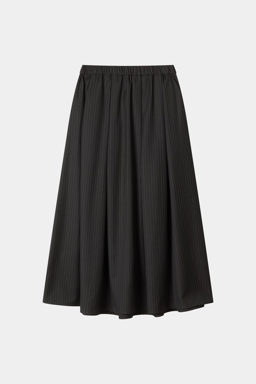 PLEATED PINSTRIPE MIDI SKIRT - BORINA COFFEE
