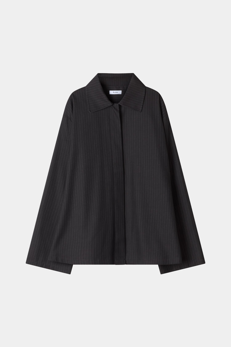 Brenley shirt coffee pinstripe stylein packshot