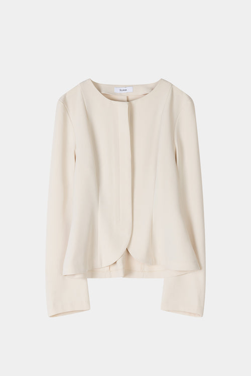 Brienne blouse ivory stylein long sleeve model image front