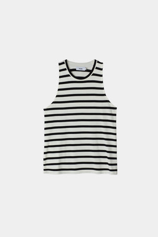 Case tank top fitted round neck jersey black white striped stylein packshot
