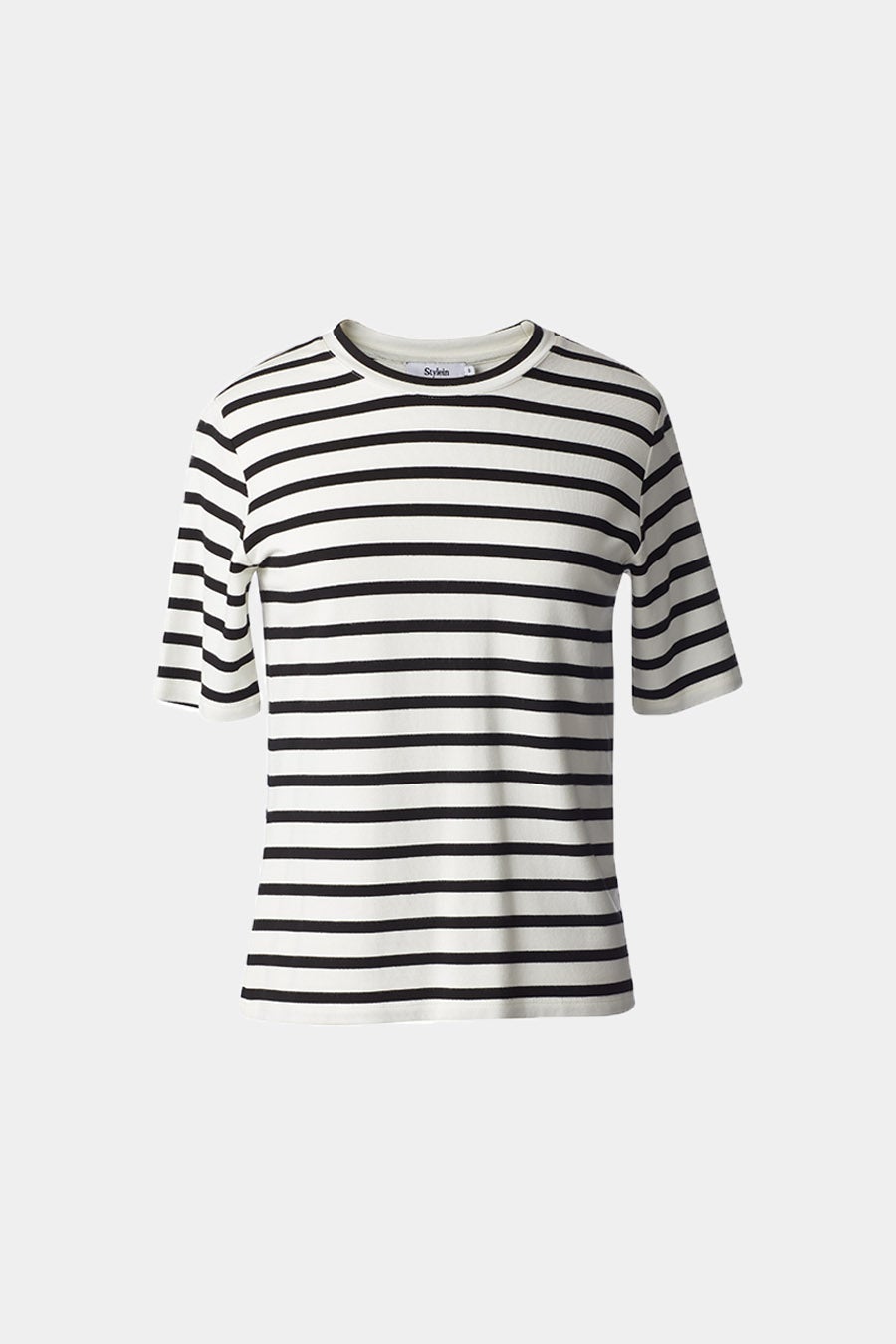 Chambers top jersey round neckline narrow sleeves black white stripes stylein packshot
