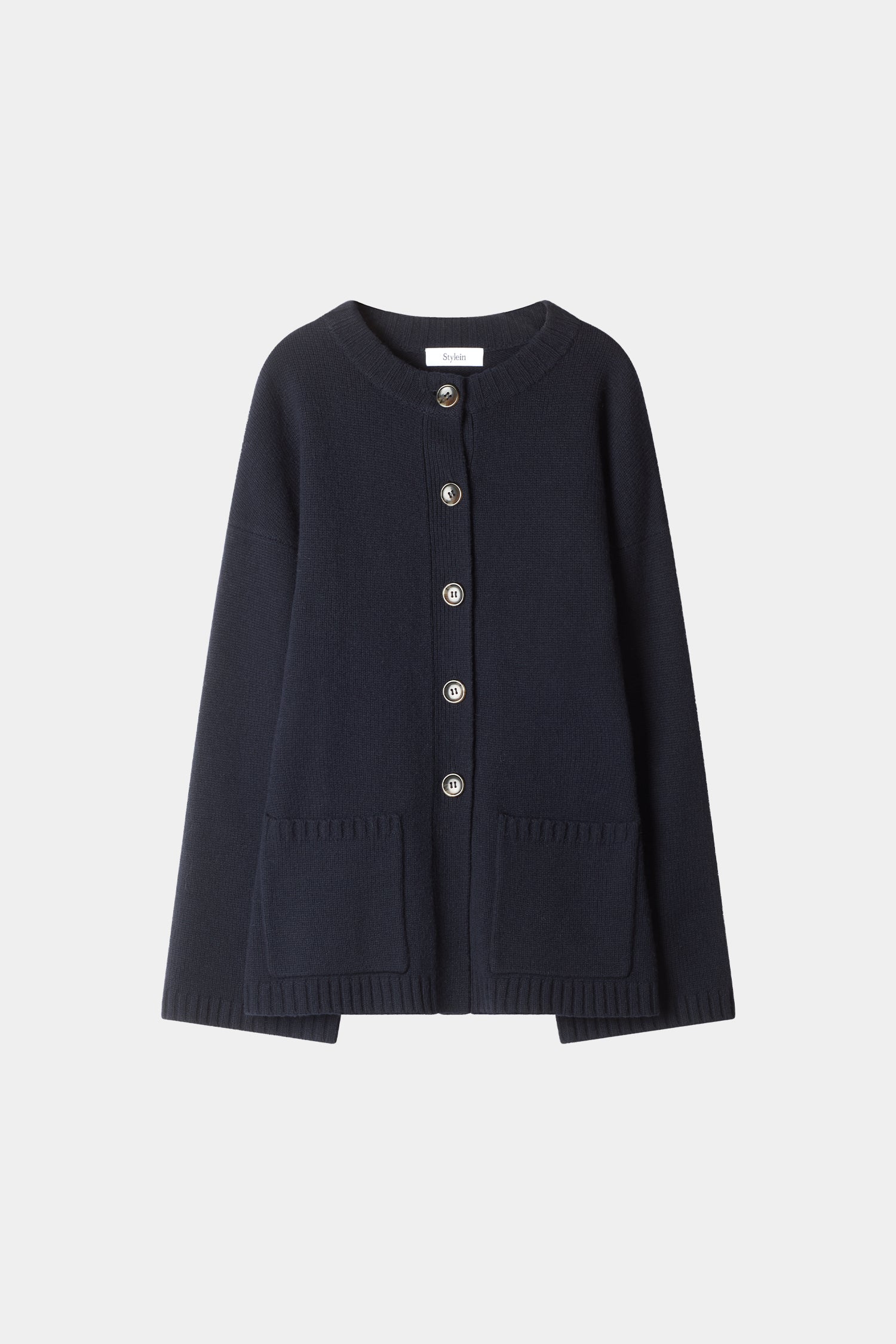 knitted navy cardigan cinched waist stylein packshot