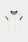 White t-shirt navy trim stylein cleo front packshot
