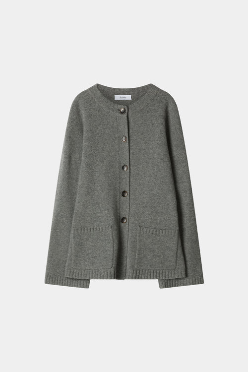 wool cardigan tailored waist Houlia cardigan grey stylein packshot