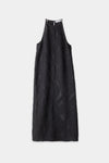 Ivonne dress ankle length slim tank crew neck pleated loosely fitted black stylein packshot