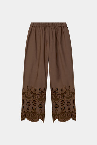 Jamie trousers broderie anglaise coffee brown packshot