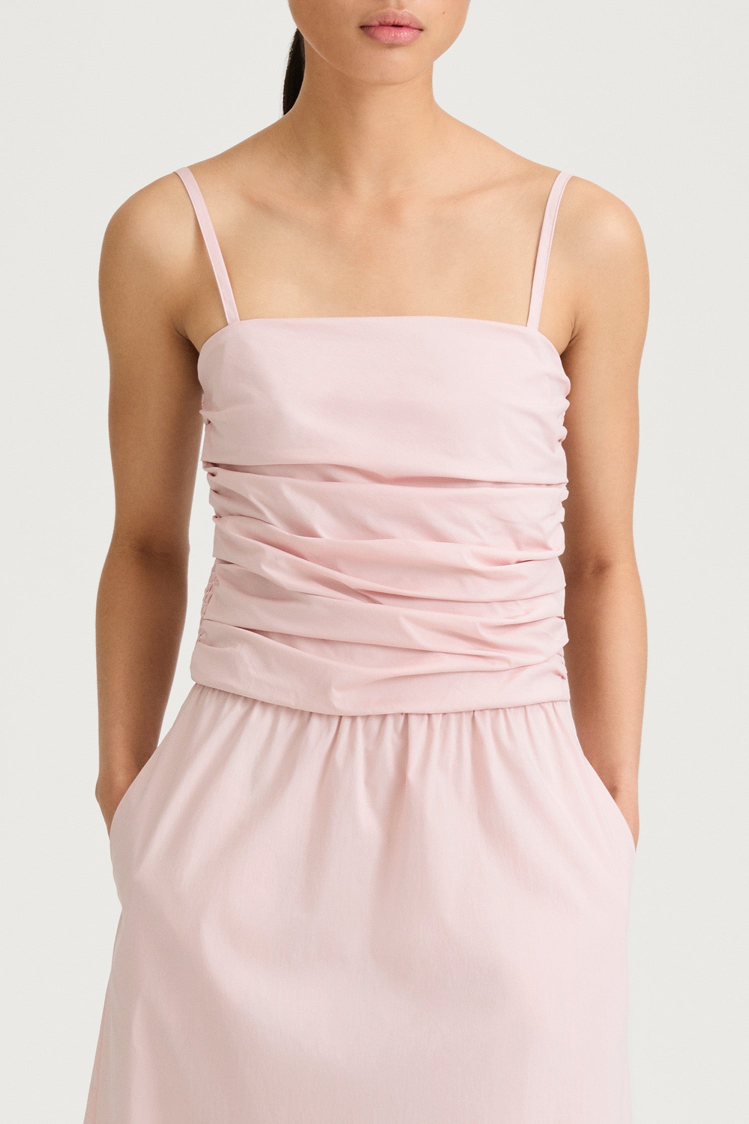 Jamila long maxi dress off pink stylein model image front close