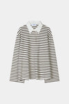 Janelle top oversized t-shirt long sleeve brown white stripe collar stylein packshot