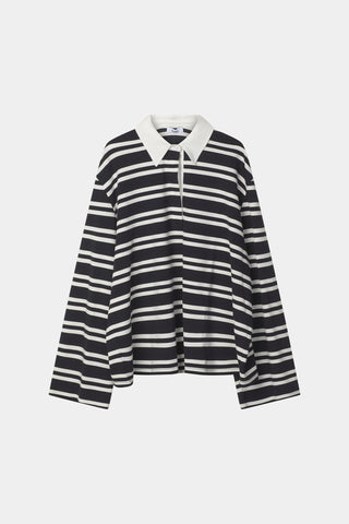 OVERSIZED POLO TOP - JANELLE MIDNIGHT/CREAM