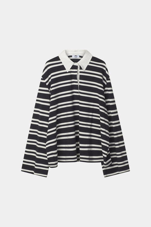 OVERSIZED POLO TOP - JANELLE MIDNIGHT/CREAM