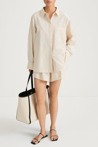 Jansell shirt cream stripe stylein model image front