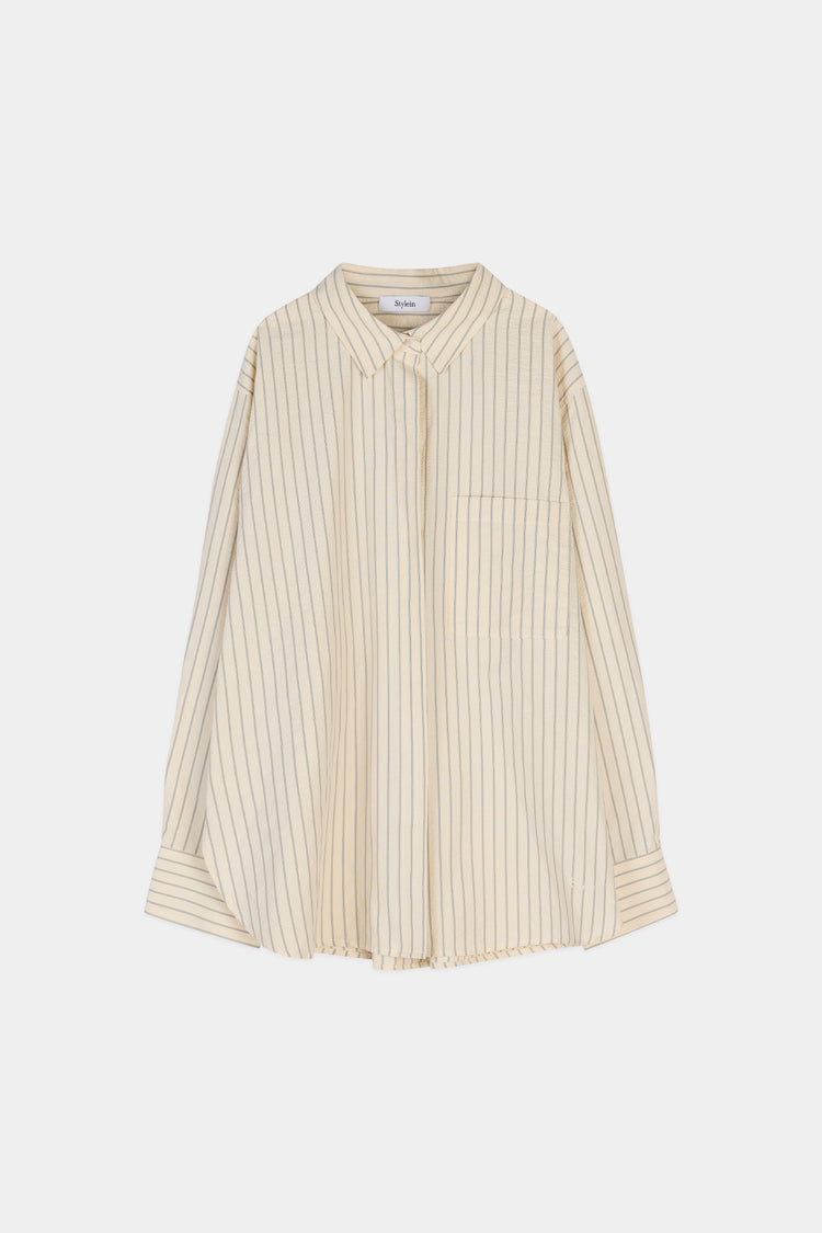 Jansell shirt cream stripe stylein packshot