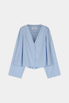 Light blue v-neck shirt stylein jaylene front packshot