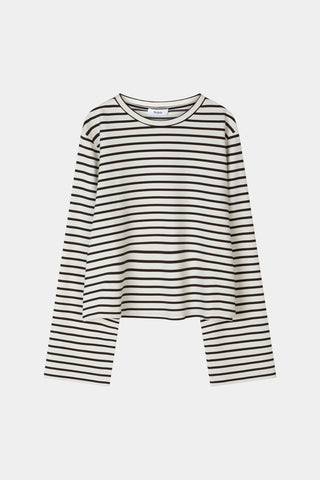 Jerry top long sleeve t-shirt brown white stripe stylein packshot