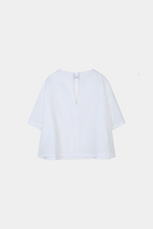 Joelle cotton blouse short sleeve white stylein model image front