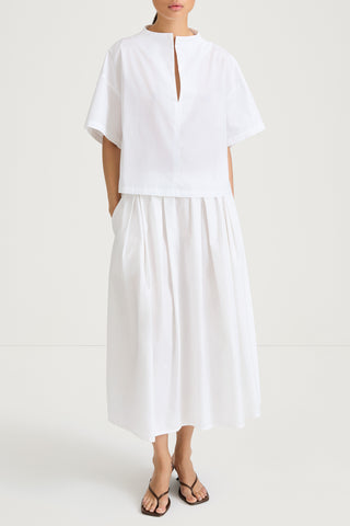 Joelle cotton blouse short sleeve white stylein model image front