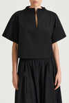 Joelle cropped short sleeve blouse black stylein model image front close