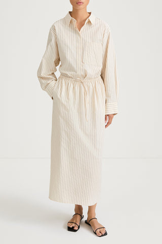 Jolene long skirt cream stripe stylein model image front
