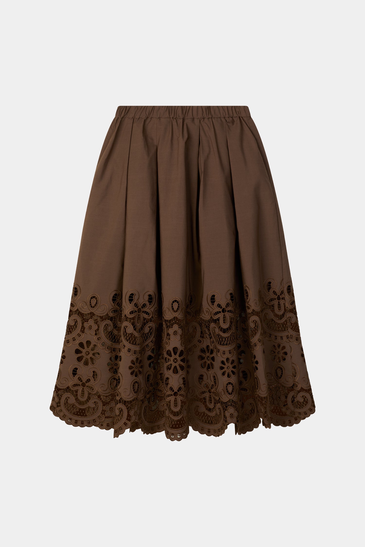 Jorah long skirt broderie anglaise coffee brown stylein packshot