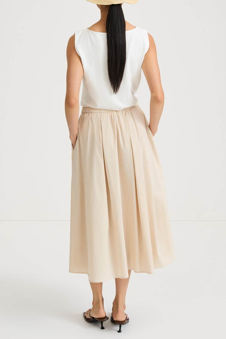 Jorina midi cotton skirt oyster stylein model image back