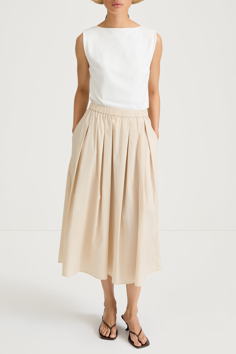 Jorina midi cotton skirt oyster stylein model image front