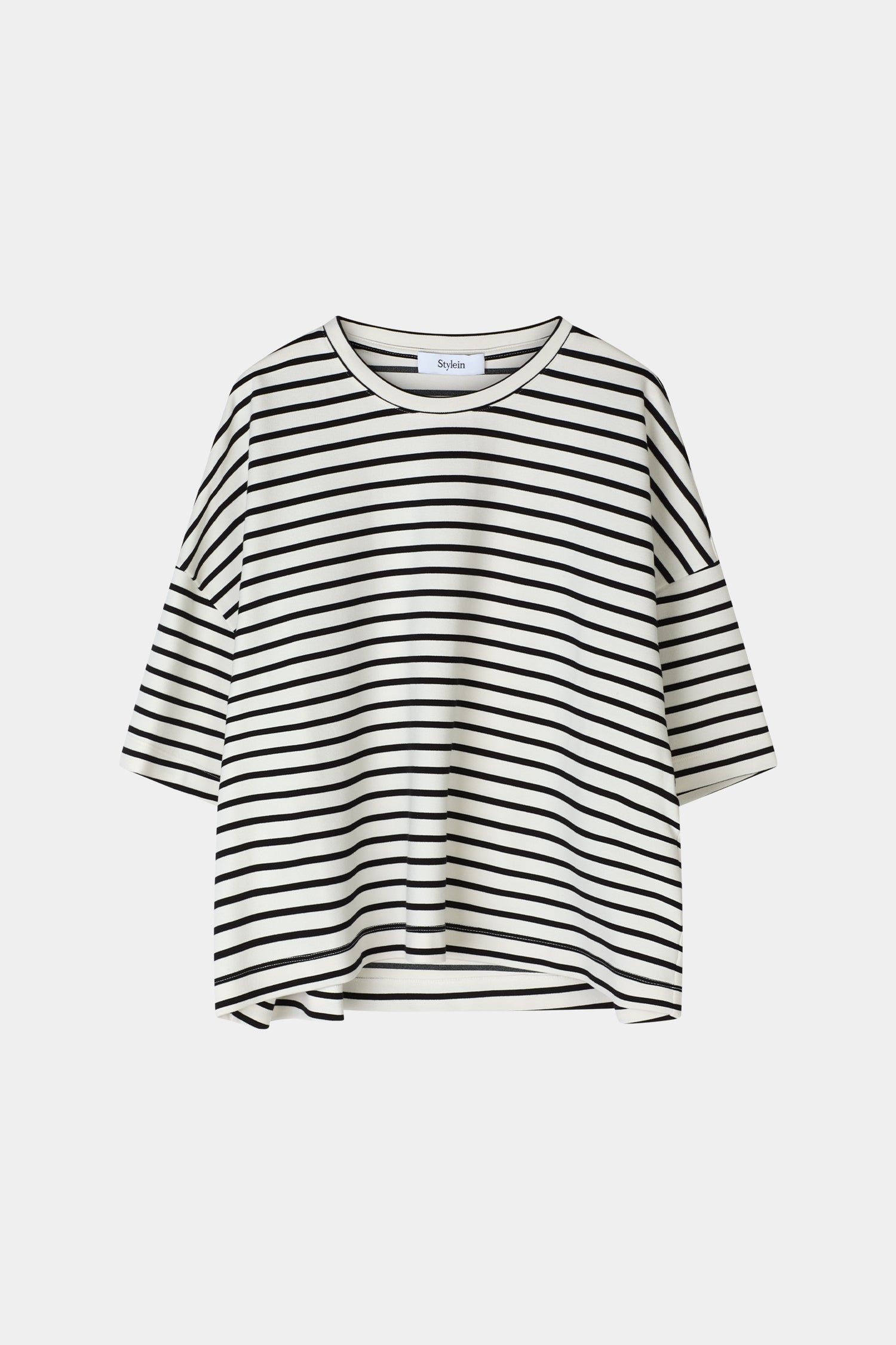STRAIGHT FIT CROPPED T-SHIRT - JUNIPER BLACK STRIPE