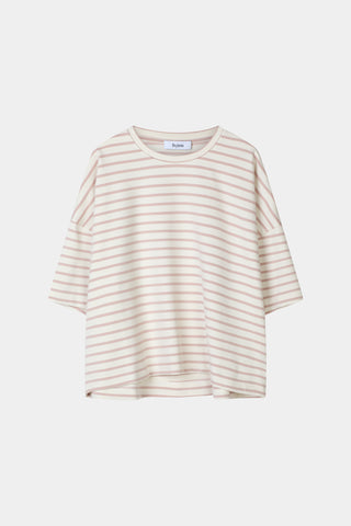 Juniper top boxy t-shirt pink stripe stylein packshot