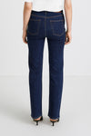 slim-fit high waist dark blue denim kaden stylein back