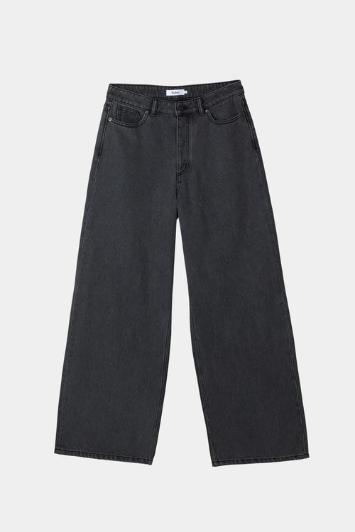 Kayne denim trousers wide oversized high waist mid grey stylein front image
