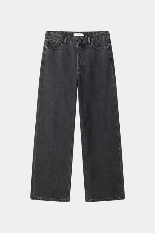 Keanu denim trousers barrel washed out black model image front