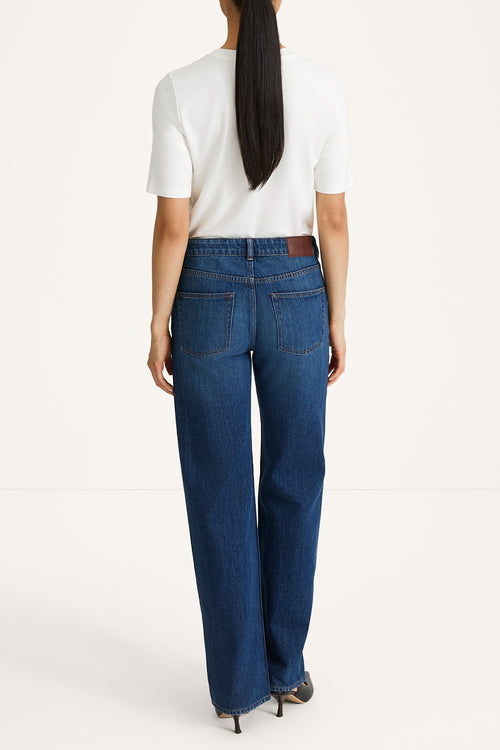 MID-WAIST STRAIGHT DENIM - KIARA DARK STEEL BLUE