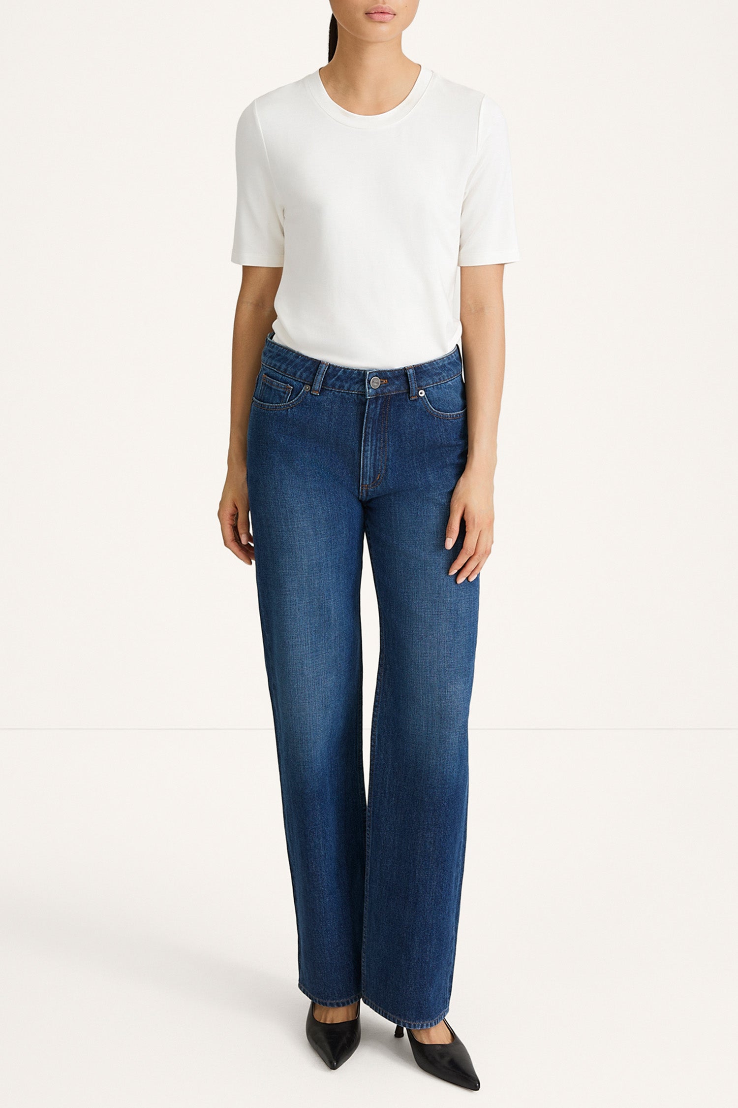MID-WAIST STRAIGHT DENIM - KIARA DARK STEEL BLUE