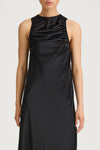 Mairie maxi long satin dress black stylein model image front close