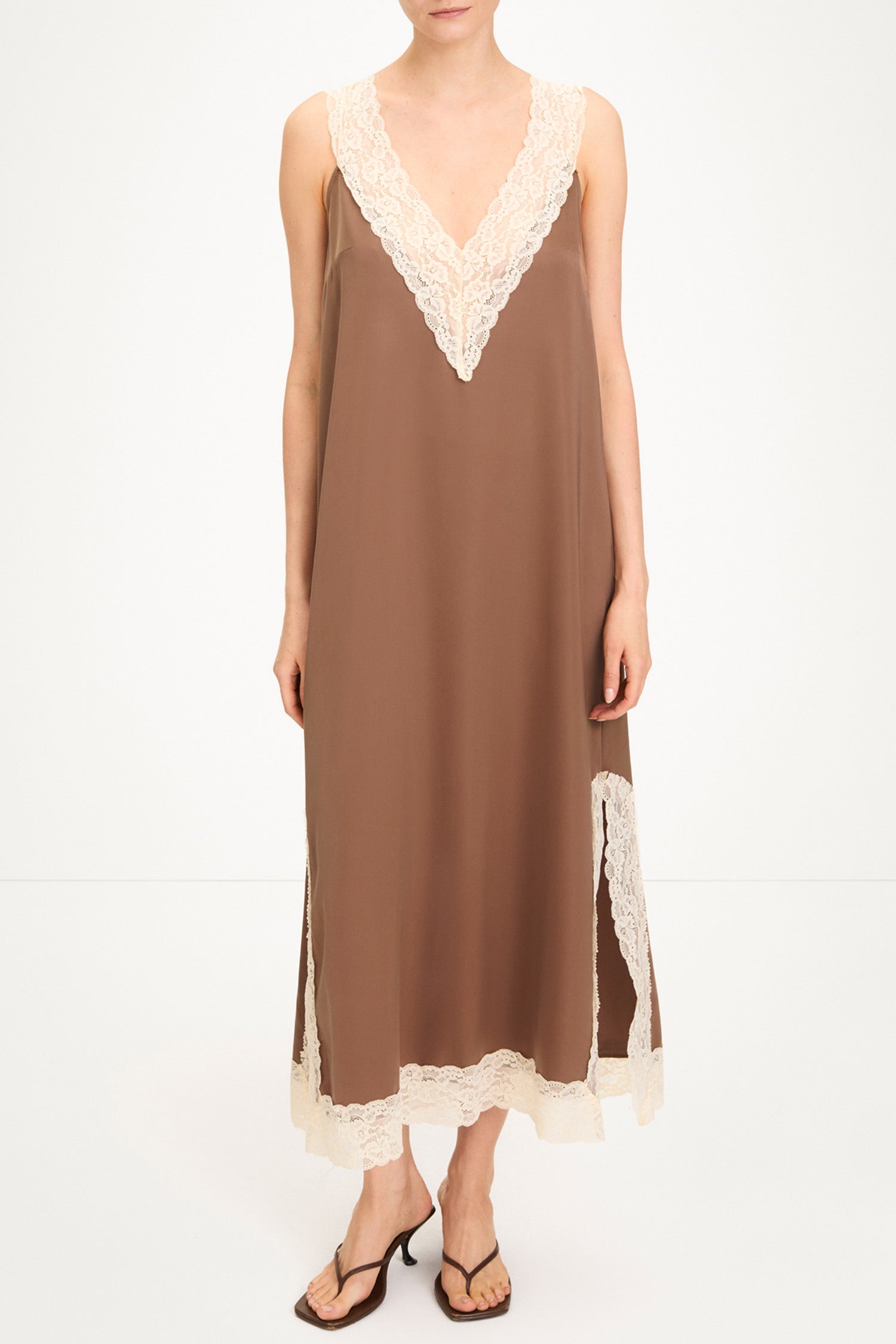 Malea midi dress lace hazel brown stylein model image front