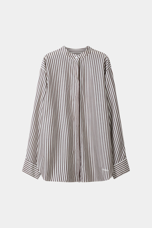 Mandria shirt brown stripe stylein model image front