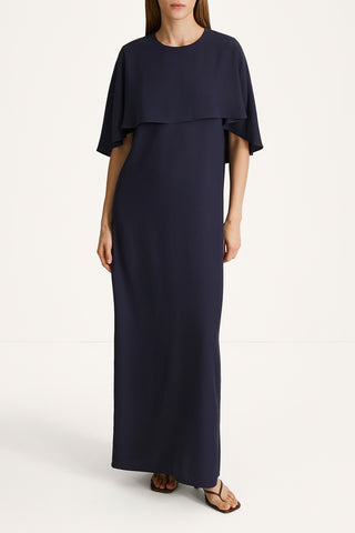 ASYMMETRIC CAPE MAXI DRESS - MAXINE MIDNIGHT