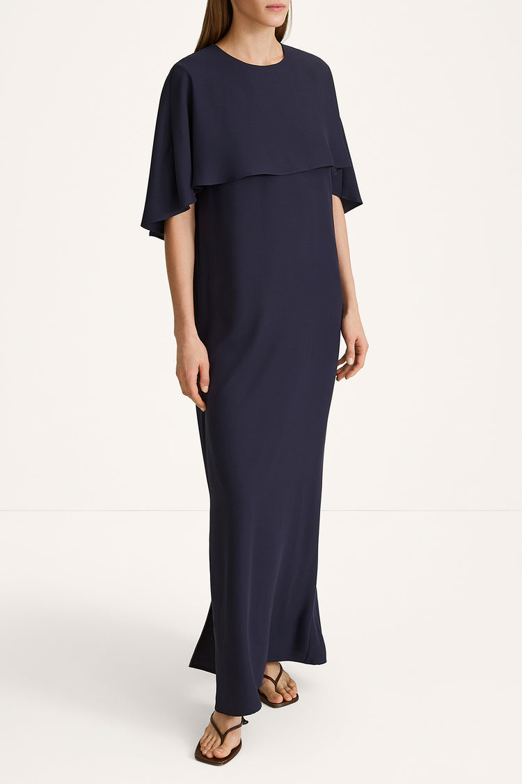 ASYMMETRIC CAPE MAXI DRESS - MAXINE MIDNIGHT