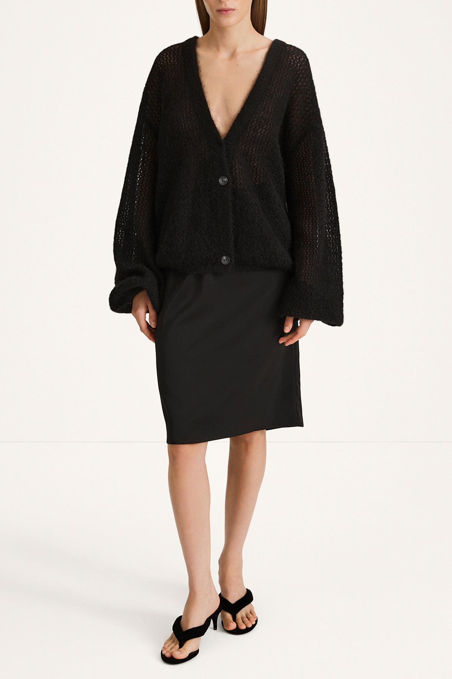 SATIN MIDI SKIRT - MOLENE BLACK