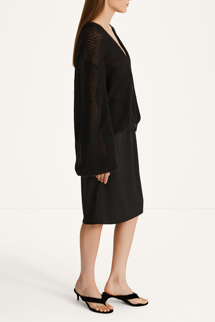 SATIN MIDI SKIRT - MOLENE BLACK