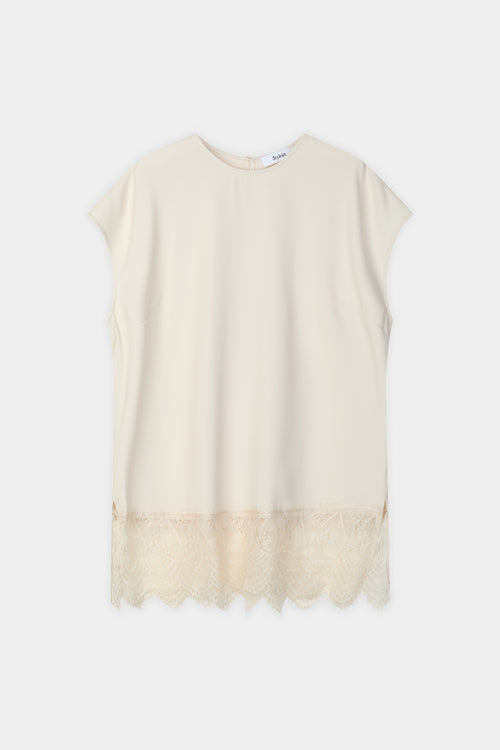 Muccino sleeveless blouse lace detail stylein model image front